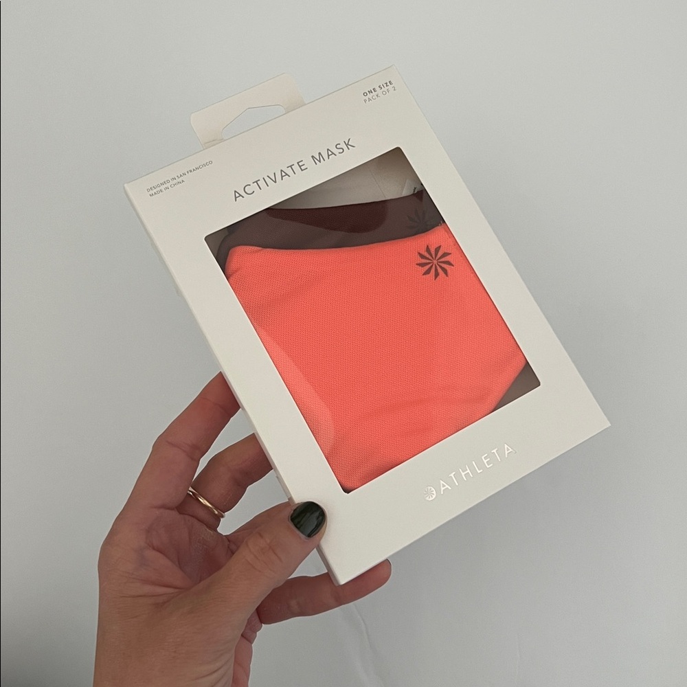 athleta activate face mask 2pk, coral and maroon, one size